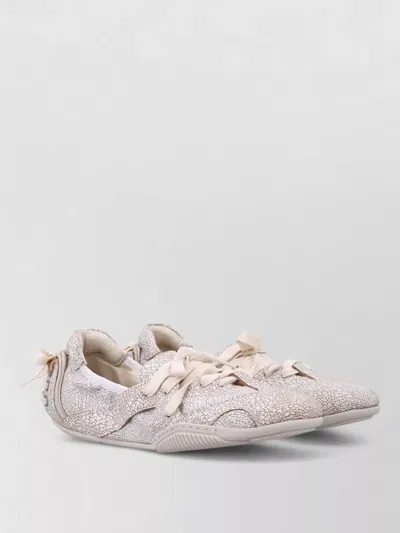Acne Studios Ballerina Lace-up Sneaker With Premium Leather Uppers In Neutral