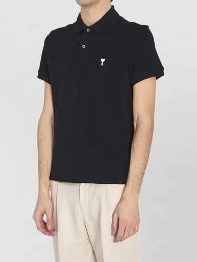 Ami Alexandre Mattiussi Black Polo Shirt With Ami De Coeur Logo Embroidered On The Front In Cotton Man In Multi