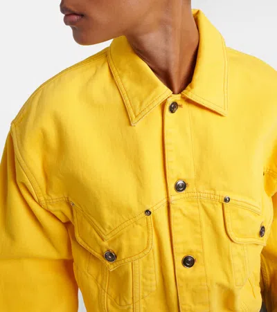 Versace Oversized Blouson Denim Jacket In Yellow