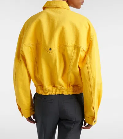 Versace Oversized Blouson Denim Jacket In Yellow