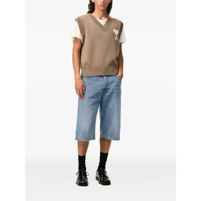 Ami Alexandre Mattiussi Large Fit Bermuda Shorts 14 Bleu Used In Blue