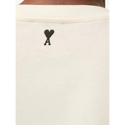 Ami Alexandre Mattiussi Boxy Fit Short Sleeves Teehisrt With Signature Print At Front In Neutral