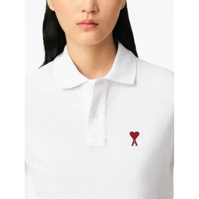 Ami Alexandre Mattiussi Ami Paris Men Cotton Polo Shirt With Iconic Embroidery In White