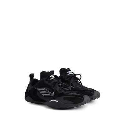 Balenciaga Black Canvas And Corduroy Monday Ultra Sneakers In Black