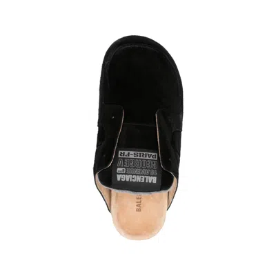 Balenciaga Dumbo Sabot In Distressed Suede Calfskin Men In Black