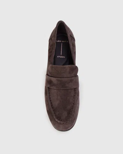 Black Suede Studio Arrow Suede Loafer Hot Fudge In Brown