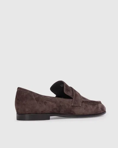 Black Suede Studio Arrow Suede Loafer Hot Fudge In Brown