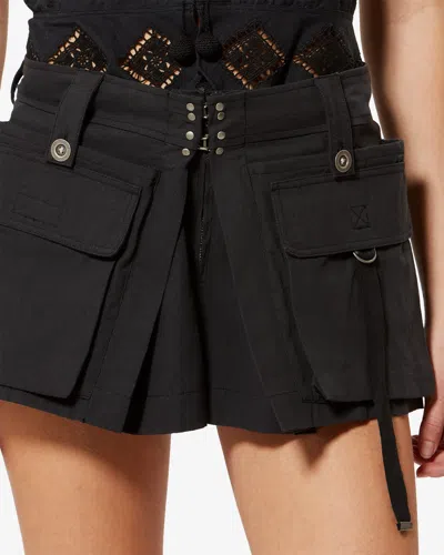 Isabel Marant Barta Cotton Straight-leg Shorts In Black
