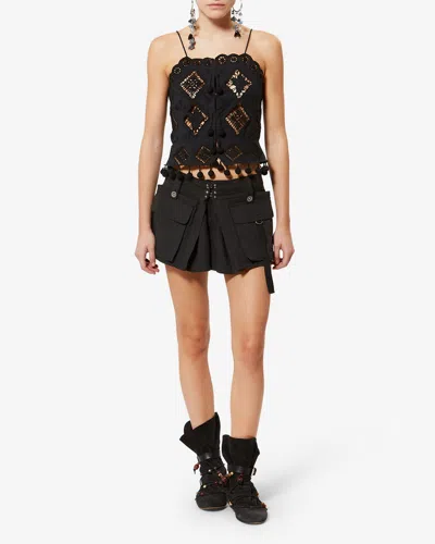 Isabel Marant Barta Cotton Straight-leg Shorts In Black