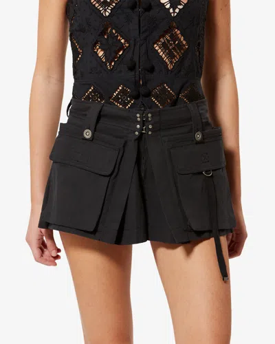 Isabel Marant Barta Cotton Straight-leg Shorts In Black