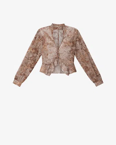 Isabel Marant Celeny Printed Cotton Voile Blouse In Brown