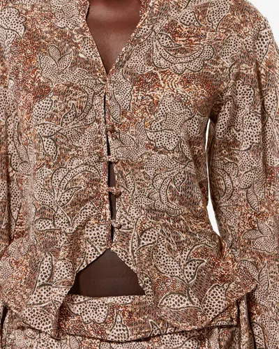 Isabel Marant Celeny Printed Cotton Voile Blouse In Brown