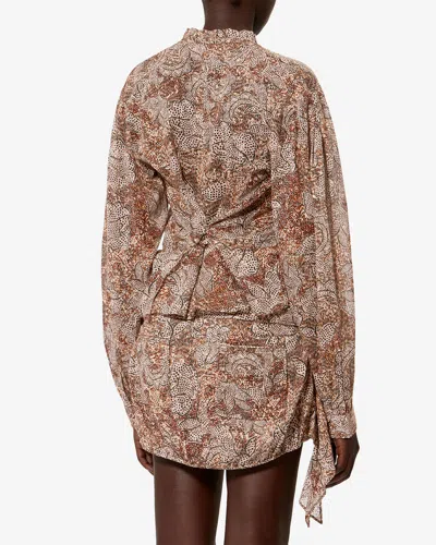 Isabel Marant Celeny Printed Cotton Voile Blouse In Brown