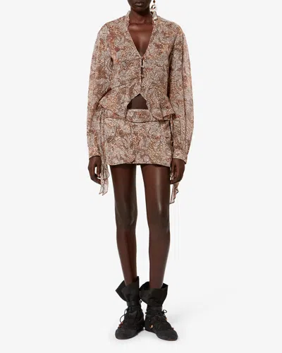 Isabel Marant Celeny Printed Cotton Voile Blouse In Brown