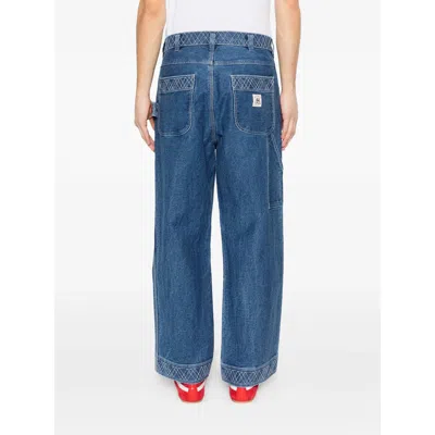 Bode Embroidered Trousers In Blue