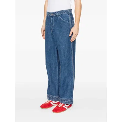 Bode Embroidered Trousers In Blue