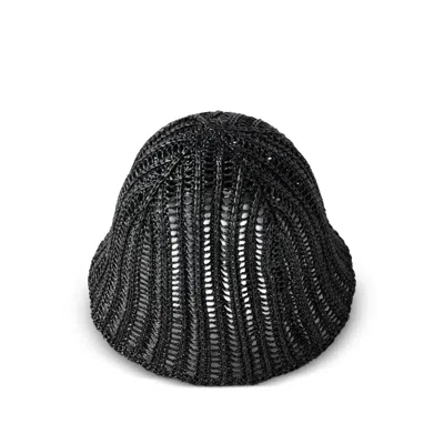Brunello Cucinelli Techno Raffia Bucket Hat In Black