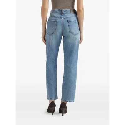 Brunello Cucinelli Logo Patch Mid-rise Straight-fit Jeans In Blue