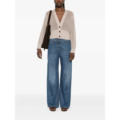 Brunello Cucinelli Women Blue Jeans With Five-pocket Design And Patch Logo On The Back In Denim Woma In Blue