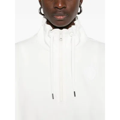 Brunello Cucinelli Cotton High Neck Sweater Drawstring Collar In White