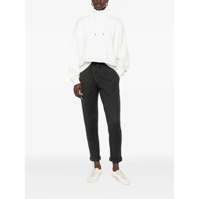 Brunello Cucinelli Cotton High Neck Sweater Drawstring Collar In White