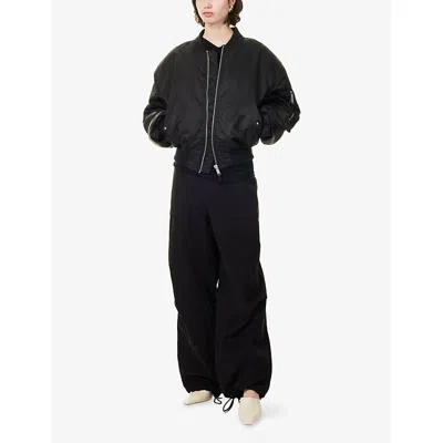 Entire Studios Womens  Broad Cropped Shell Bomber Jacket In Black