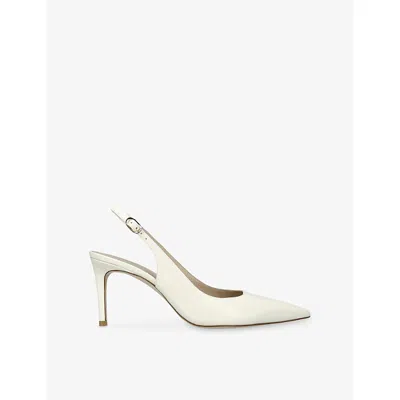 Stuart Weitzman Stuart Power 75 Pointed Toe Slingback Pump In White