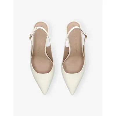 Stuart Weitzman Stuart Power 75 Pointed Toe Slingback Pump In White