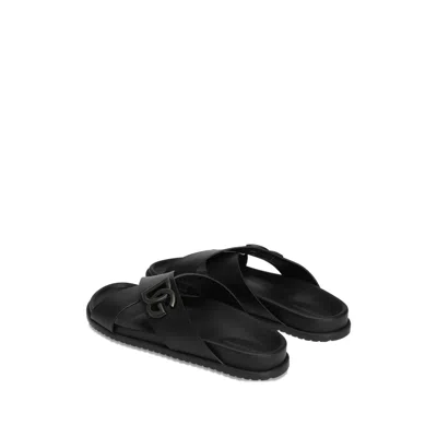 Dolce & Gabbana Luxurious Calfskin Sandals For Men In Black