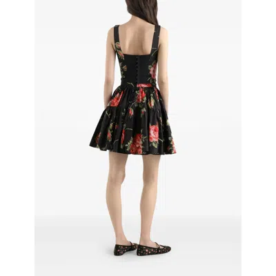 Dolce & Gabbana Top Nero In Seta Con Stampa Floreale Dolce E Gabbana In Black