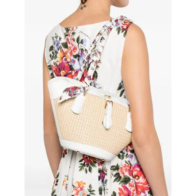 Dolce & Gabbana Borsa A Spalla Coffa Capri In Rafia Con Stampa Floreale Dolce E Gabbana In White