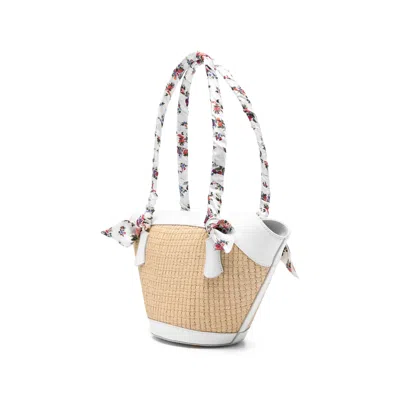 Dolce & Gabbana Borsa A Spalla Coffa Capri In Rafia Con Stampa Floreale Dolce E Gabbana In White