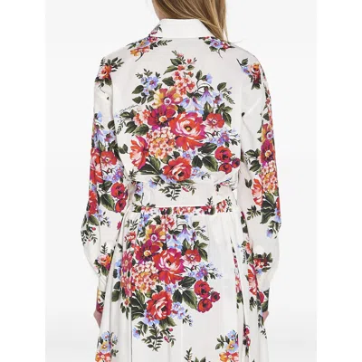 Dolce & Gabbana Cotton Shirt With A Bouquet Of Flowers Print Shirts White In Multi
