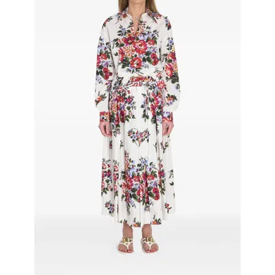 Dolce & Gabbana Cotton Shirt With A Bouquet Of Flowers Print Shirts White In Multi
