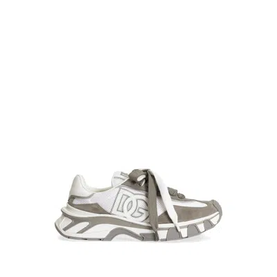 Dolce & Gabbana Dg Country Road Sneaker In Leather And Fabric In Gray