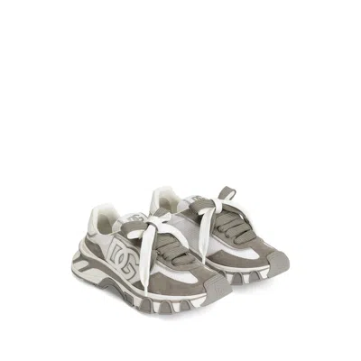 Dolce & Gabbana Dg Country Road Sneaker In Leather And Fabric In Gray