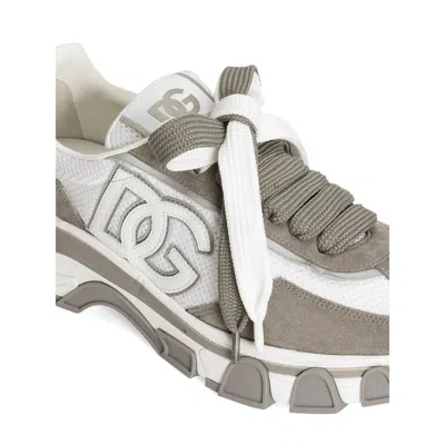 Dolce & Gabbana Dg Country Road Sneaker In Leather And Fabric In Gray
