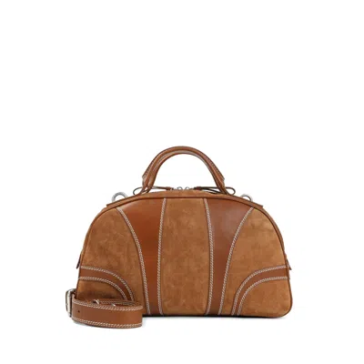Dries Van Noten Leather-trimmed Suede Duffel Bag In Brown