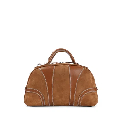 Dries Van Noten Leather-trimmed Suede Duffel Bag In Brown
