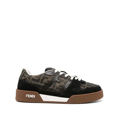 Fendi Match Sneaker In Black Fabric And Suede Women In Black