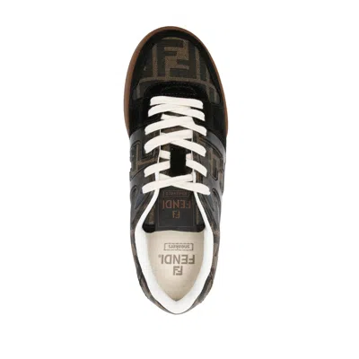 Fendi Match Sneaker In Black Fabric And Suede Women In Black
