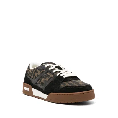 Fendi Match Sneaker In Black Fabric And Suede Women In Black