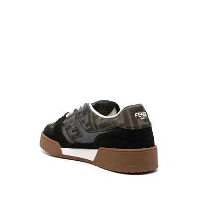 Fendi Match Sneaker In Black Fabric And Suede Women In Black