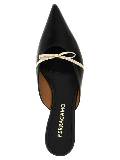 Ferragamo Giulye Mini Bow Leather Flat Mules In Multi
