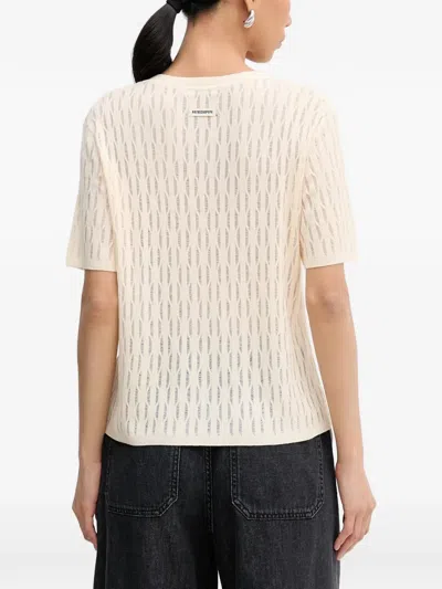 Patrizia Pepe Openwork T-shirt In Neutral