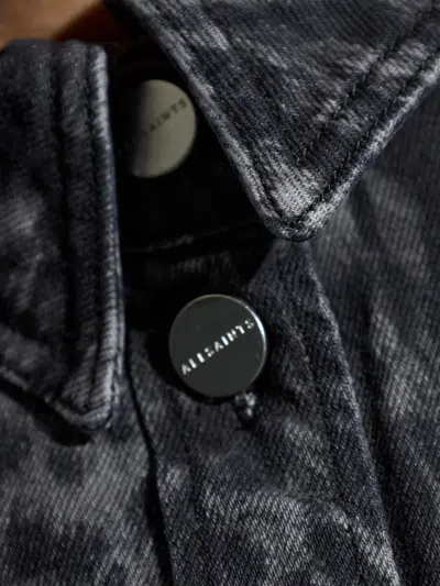 Allsaints Nicky Cropped Patterned Denim Jacket In Black