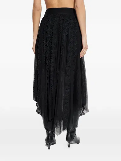 Allsaints Vashtie Mixed Lace Handkerchief Hem Skirt In Black