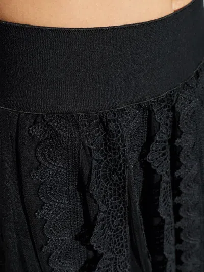 Allsaints Vashtie Mixed Lace Handkerchief Hem Skirt In Black