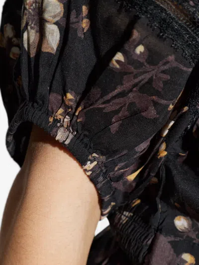 Allsaints Polyester Peony Lace Trim Cropped Top In Black