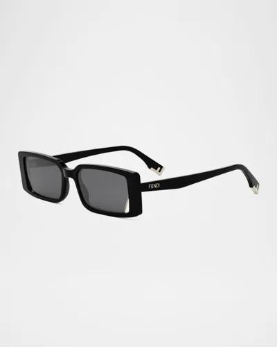Fendi Way 53mm Rectangular Sunglasses In Black